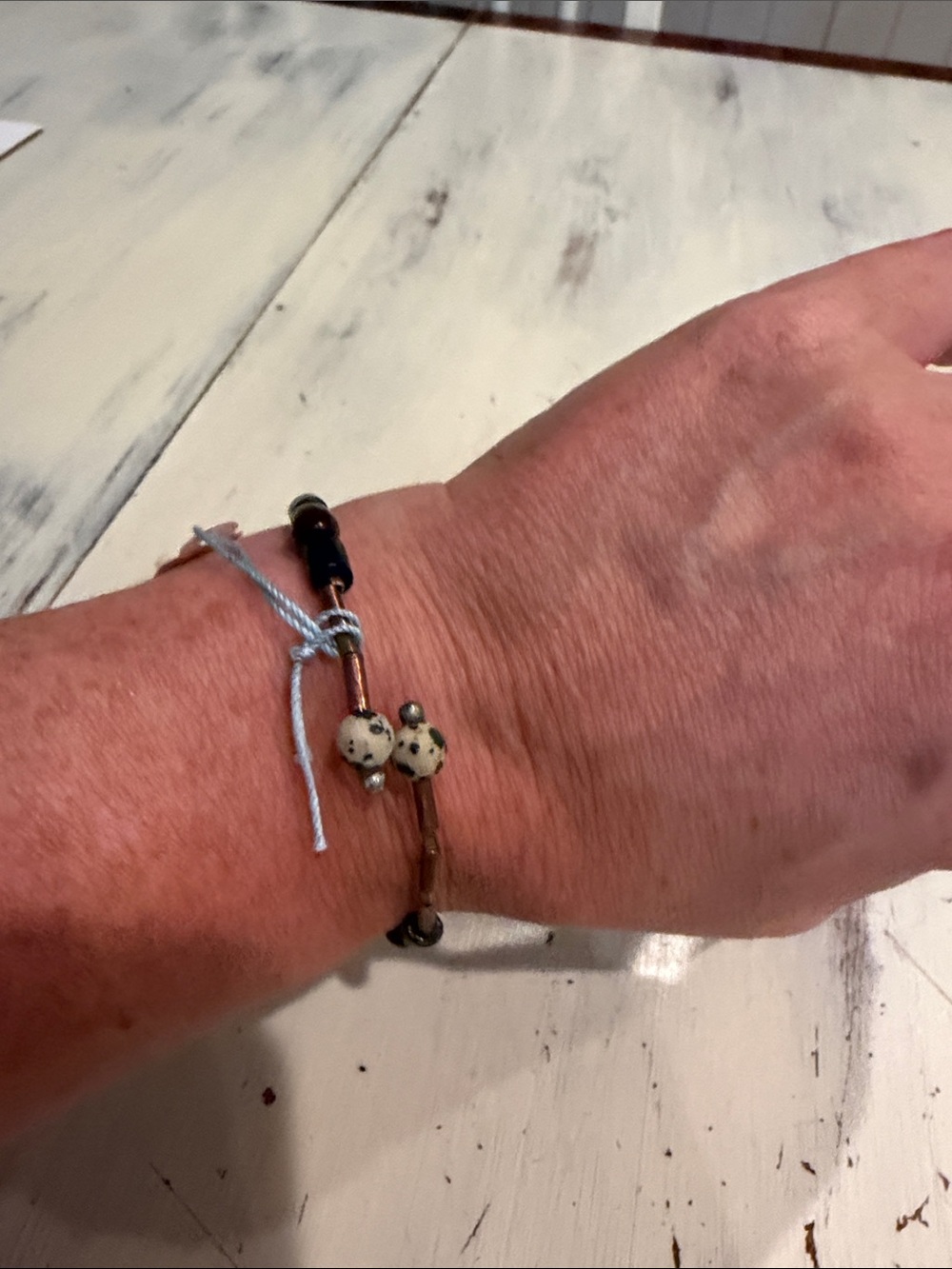 Copper and Brass tube wrap bangle bracelet